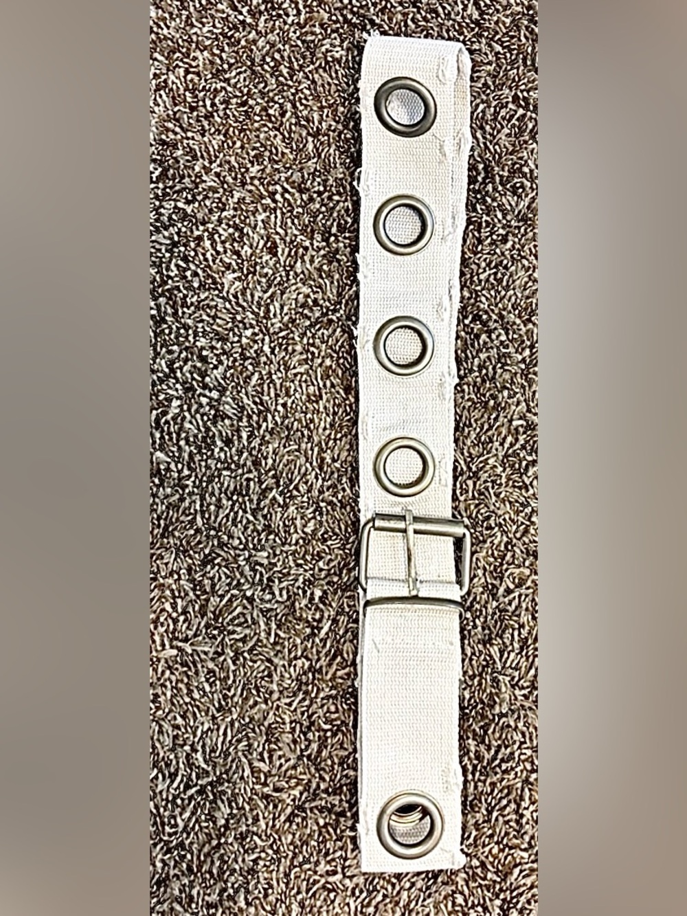 White Canvas Belt with Silver Grommets